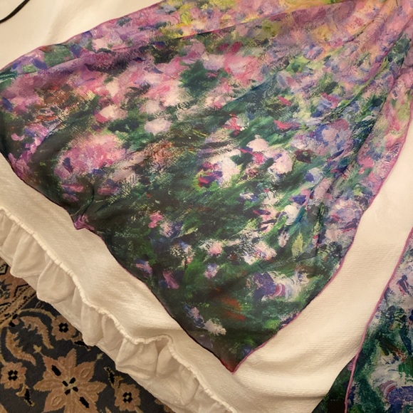Monet inspired silk scarf-NWOT - Picture 2 of 8